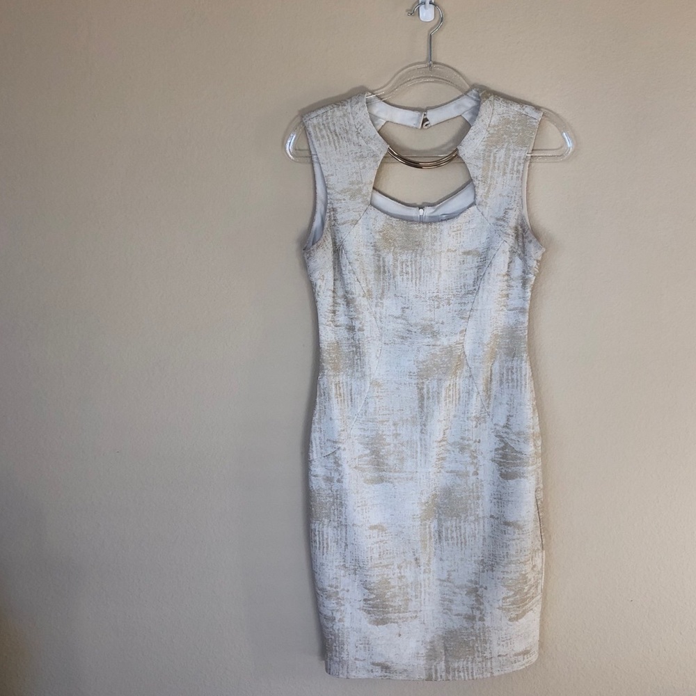 White and gold midi dress